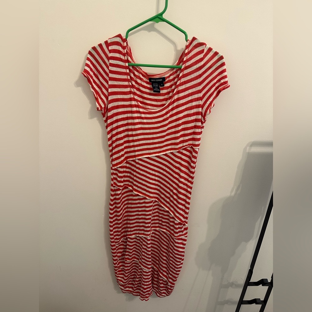 Max Edition Red and White Striped Knit Dress